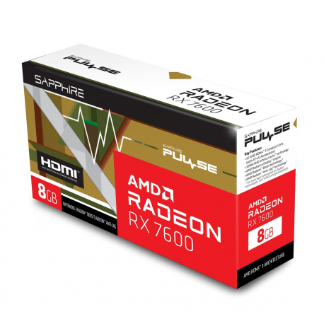 Sapphire Pulse Radeon RX 7600 - Graphics card - Radeon RX 7600 - 8 GB GDDR6 - PCIe 4.0 x8 - HDMI, 3 x DisplayPort - 5