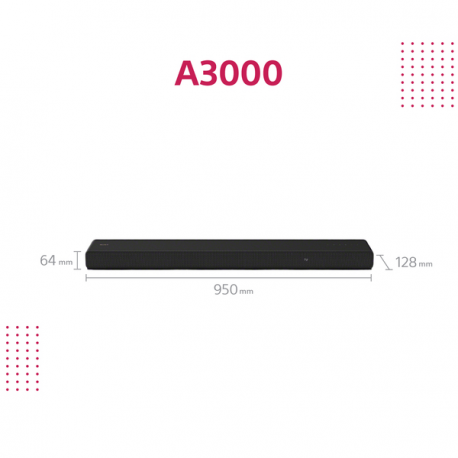 Sony HT-A3000 - Sound bar - 3.1-channel - wireless - Wi-Fi, Bluetooth - 4