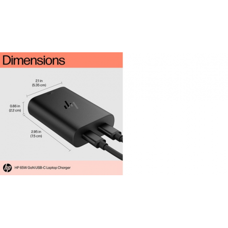 HP GaN USB-C Laptop Charger - Power adapter - AC 115 / 230 V - 65 Watt - output connectors: 2 - Europe - 1
