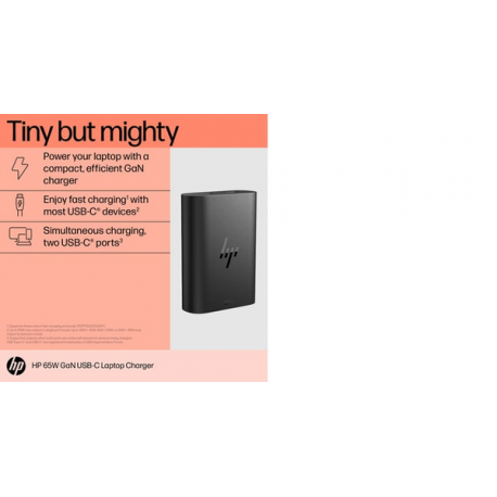 HP GaN USB-C Laptop Charger - Power adapter - AC 115 / 230 V - 65 Watt - output connectors: 2 - Europe - 4
