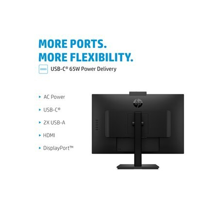HP M27m Conferencing Monitor - LED monitor - 27" - 1920 x 1080 Full HD (1080p) @ 75 Hz - IPS - 300 cd / m² - 1000:1 - 5 ms - HDMI, DisplayPort, USB-C - speakers - black stand, black head - 5