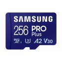 Samsung PRO Plus MB-MD256SA - Flash memory card (microSDXC to SD adapter included) - 256 GB - A2  /  Video Class V30  /  UHS-I U3 - microSDXC UHS-I - blue