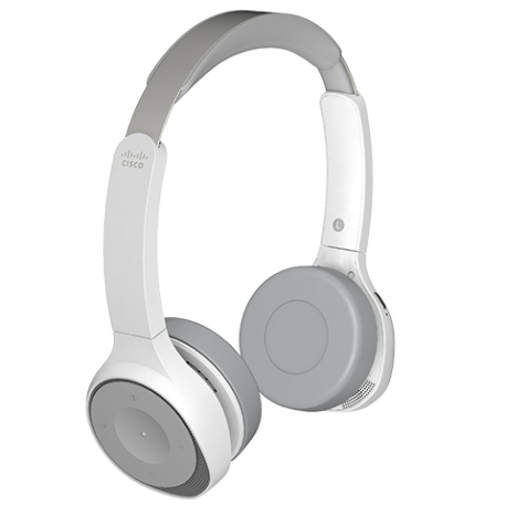Cisco Headset 730 - Headset - on-ear - Bluetooth - wireless - active noise cancelling - USB, 3.5 mm jack - platinum - for Cisco DX70, DX80; IP DECT Phone 6825; IP Phone 88XX; Unified Wireless IP Phone 8821 - 1
