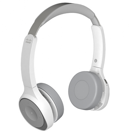 Cisco Headset 730 - Headset - on-ear - Bluetooth - wireless - active noise cancelling - USB, 3.5 mm jack - platinum - for Cisco DX70, DX80; IP DECT Phone 6825; IP Phone 88XX; Unified Wireless IP Phone 8821 - 2
