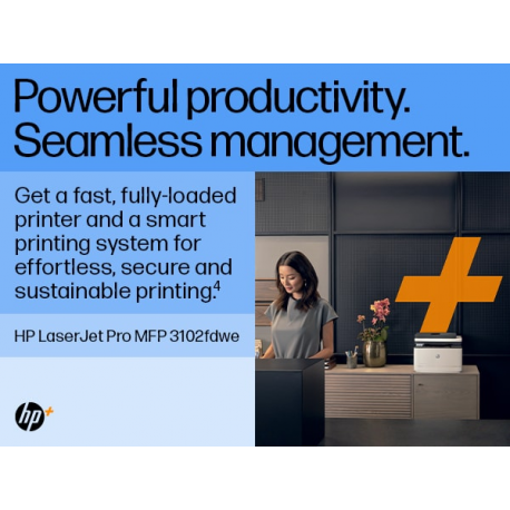 HP LaserJet Pro MFP 3102fdw - Multifunction printer - B / W - laser - Legal (216 x 356 mm) (original) - A4 / Legal (media) - up to 33 ppm (copying) - up to 33 ppm (printing) - 250 sheets - 33.6 Kbps - USB 2.0, LAN, Wi-Fi(n), Bluetooth - 6