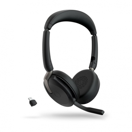 Jabra Evolve2 65 Flex UC Stereo - Headset - on-ear - Bluetooth - wireless - active noise cancelling - USB-C - black - Optimised for UC - 1