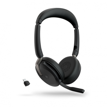 Jabra Evolve2 65 Flex MS Stereo - Headset - on-ear - Bluetooth - wireless - active noise cancelling - USB-C - black - Certified for Microsoft Teams - 2