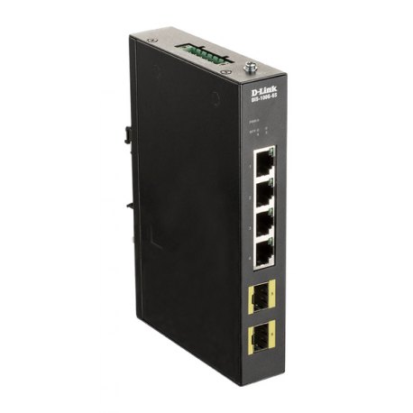 D-Link DIS 100G-6S - Switch - unmanaged - 4 x 10/100/1000 + 2 x 100/1000 SFP - DIN rail mountable, wall-mountable - 0