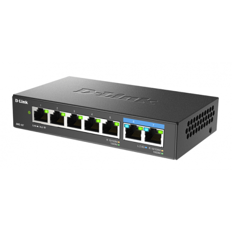 D-Link DMS 107 - Switch - unmanaged - 5 x 10 / 100 / 1000 + 2 x 2.5GBase-T - desktop, wall-mountable - 4