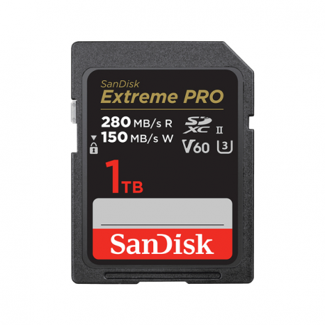 SanDisk Extreme Pro - Flash memory card - 1 TB - Video Class V60  /  UHS-II U3  /  Class10 - SDXC UHS-II - 0