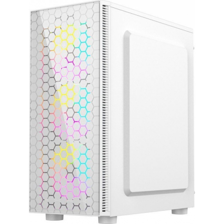 Gembird Fornax 500 - Tower - ATX - windowed side panel (glass) - no power supply (ATX) - white - USB / Audio - 0