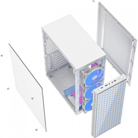 Gembird Fornax 500 - Tower - ATX - windowed side panel (glass) - no power supply (ATX) - white - USB / Audio - 1