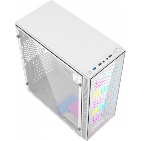 Gembird Fornax 500 - Tower - ATX - windowed side panel (glass) - no power supply (ATX) - white - USB / Audio - 5