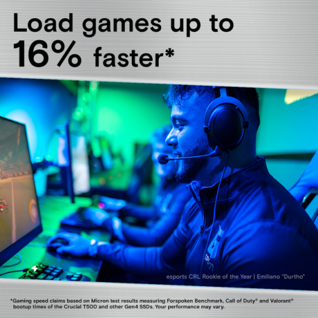 Crucial T500 - SSD - 1 TB - internal - PCIe 4.0 (NVMe) - integrated heatsink - 2