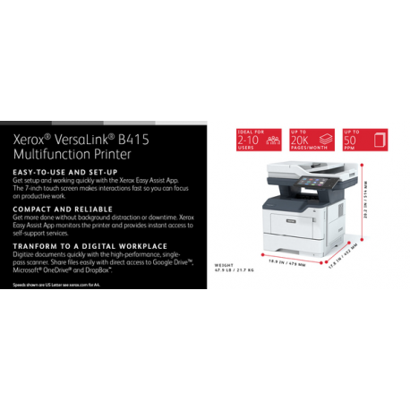 VersaLink B415 A4 Mono MFP 47ppm print / copy / scan / fax / ConnectKey