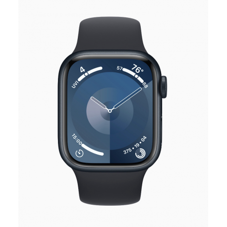 Apple Watch Series 9 (GPS + Cellular) - 41 mm - midnight aluminium - smart watch with sport band - fluoroelastomer - midnight - band size: M / L - 64 GB - Wi-Fi, LTE, UWB, Bluetooth - 4G - 32.1 g - 2