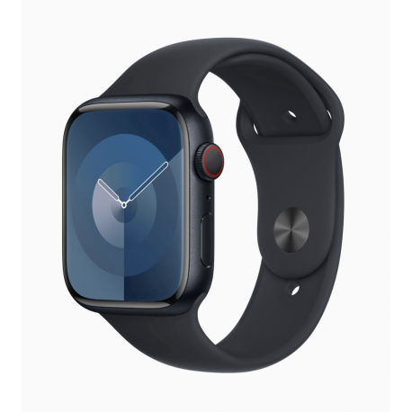 Apple Watch Series 9 (GPS + Cellular) - 41 mm - midnight aluminium - smart watch with sport band - fluoroelastomer - midnight - band size: M / L - 64 GB - Wi-Fi, LTE, UWB, Bluetooth - 4G - 32.1 g - 6