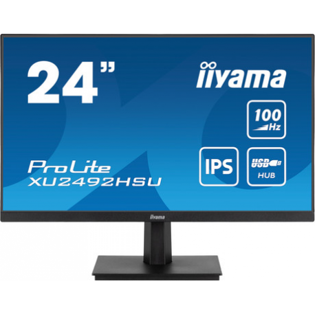iiyama ProLite XU2492HSU-B6 - LED monitor - 24" (23.8" viewable) - 1920 x 1080 Full HD (1080p) @ 100 Hz - IPS - 250 cd / m² - 1300:1 - 0.4 ms - HDMI, DisplayPort - speakers - matte black - 0