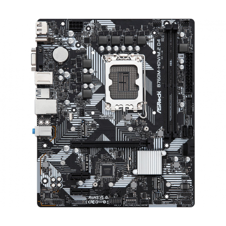 ASRock B760M-HDV / M.2 - Motherboard - micro ATX - LGA1700 Socket - B760 Chipset - USB 3.2 Gen 1, USB-C 3.2 Gen 1 - 2.5 Gigabit LAN - onboard graphics (CPU required) - HD Audio (8-channel) - 4