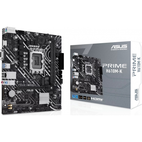ASUS PRIME H610M-K - Motherboard - micro ATX - LGA1700 Socket - H610 Chipset - USB 3.2 Gen 1 - Gigabit LAN - onboard graphics (CPU required) - HD Audio (8-channel) - 0