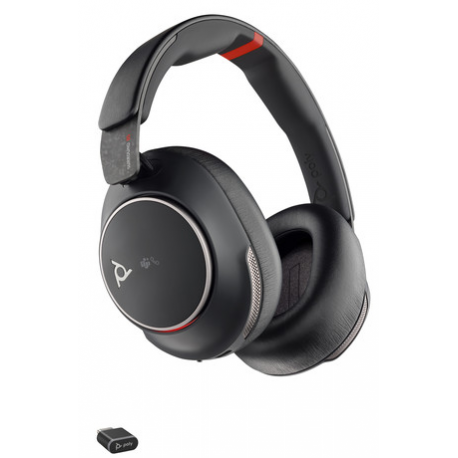 Poly Voyager Surround 85 - Voyager Surround 80 series - headset - over ear - Bluetooth - wireless - active noise cancelling - USB-C via Bluetooth adapter - black - Certified for Microsoft Teams, Certified for Microsoft Teams Open Office, UC certified - 2