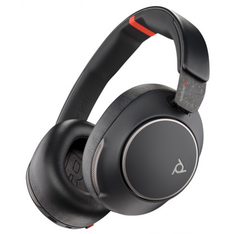 Poly Voyager Surround 85 - Voyager Surround 80 series - headset - over ear - Bluetooth - wireless - active noise cancelling - USB-C via Bluetooth adapter - black - Certified for Microsoft Teams, Certified for Microsoft Teams Open Office, UC certified - 6