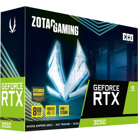 ZOTAC GAMING GeForce RTX 3050 ECO - Graphics card - GF RTX 3050 - 8 GB GDDR6 - PCIe 4.0 x8 - HDMI, 3 x DisplayPort - 6