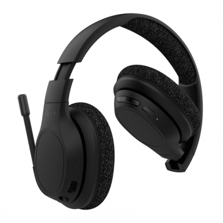 Belkin SoundForm Adapt - Headphones with mic - full size - Bluetooth - wireless, wired - 3.5 mm jack, USB-C - black - 3