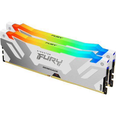 Kingston FURY Renegade RGB - DDR5 - module - 32 GB: 1 x 32 GB - DIMM 288-pin - 6400 MHz  /  PC5-51200 - CL32 - 1.1 V - unbuffered - on-die ECC - white, silver - 0
