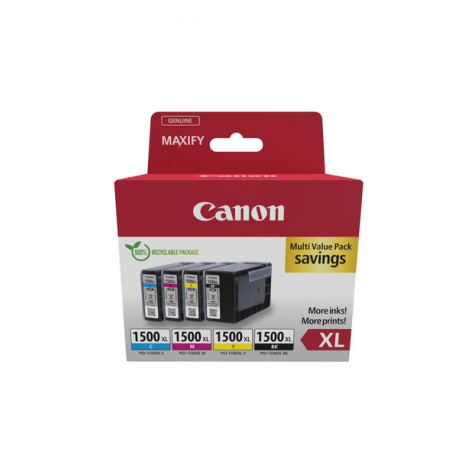 Canon PGI-1500XL BK / C / M / Y Multipack - 4-pack - XL - black, yellow, cyan, magenta - original - ink tank - 0