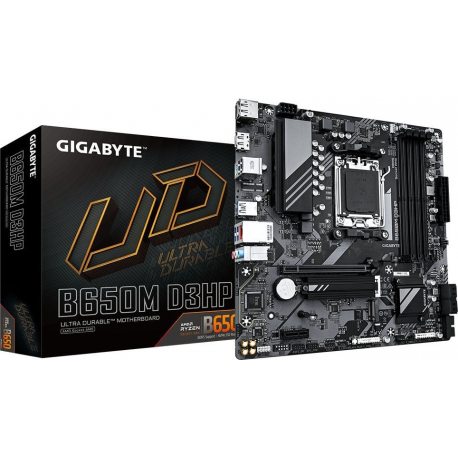 Gigabyte B650M D3HP - 1.0 - motherboard - micro ATX - Socket AM5 - AMD B650 Chipset - USB 3.2 Gen 1, USB-C 3.2 Gen 1 - 2.5 Gigabit LAN - onboard graphics (CPU required) - HD Audio (8-channel) - 0