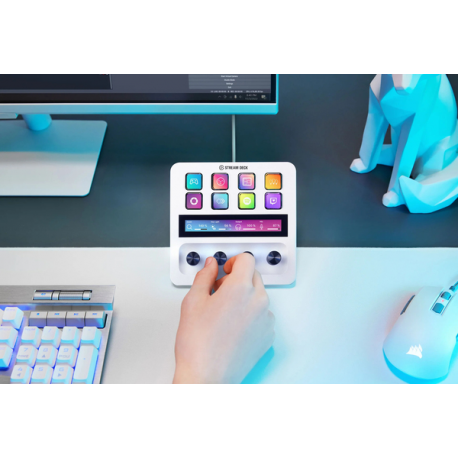 Elgato Stream Deck + - Keypad - with LCD touch panel, 4 dials - backlit - USB 2.0 - white - 3