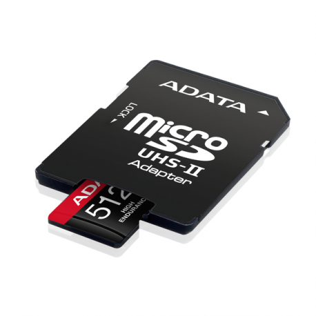 ADATA High Endurance - Flash memory card (microSDXC to SD adapter included) - 512 GB - A2  /  Video Class V30  /  UHS-I U3  /  Class10 - microSDXC UHS-I - 4
