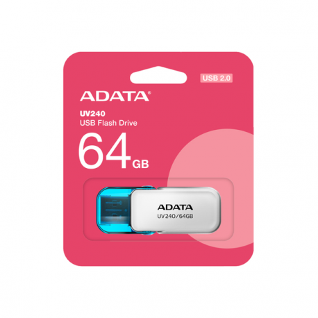 ADATA UV240 - USB flash drive - 64 GB - USB 2.0 - white - 1