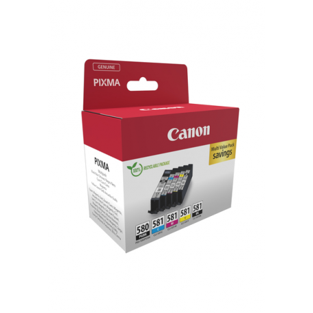 Canon PGI-580BK / CLI-581 BK / C / M / Y Multipack - 5-pack - black, yellow, cyan, magenta, pigmented black - original - hanging box - ink tank - for PIXMA TS6251, TS6350, TS6351, TS705, TS8252, TS8350, TS8351, TS8352, TS9550, TS9551 - 1