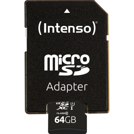 Intenso Performance - Flash memory card (microSDXC to SD adapter included) - 64 GB - UHS-I U1  /  Class10 - microSDXC UHS-I - 2