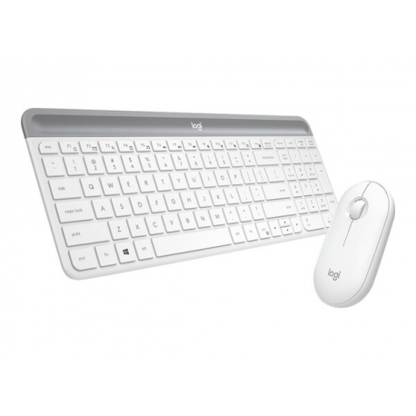 Logitech Slim Wireless Combo MK470 - Keyboard and mouse set - wireless - 2.4 GHz - French - off-white - 0