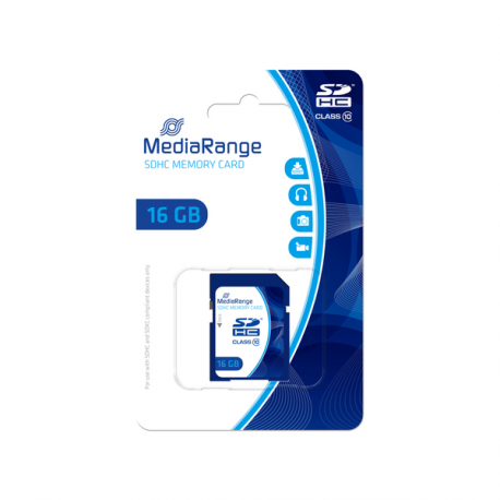 MediaRange - Flash memory card - 16 GB - Class 10 - SDHC - blue - 2