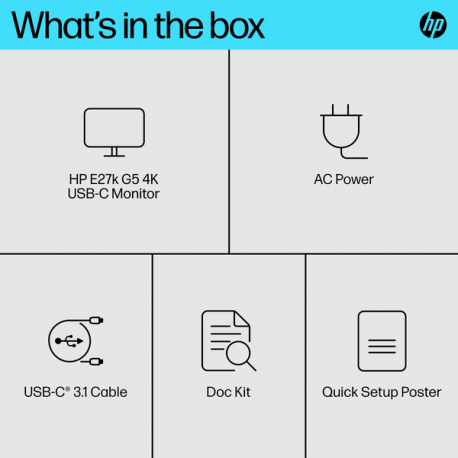 HP E27k G5 - E-Series - LED monitor - 27" (27" viewable) - 3840 x 2160 4K UHD (2160p) @ 60 Hz - IPS - 350 cd / m² - 1000:1 - 5 ms - HDMI, DisplayPort, USB-C - speakers - black head, black and silver (stand) - 10
