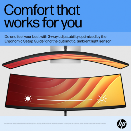HP E45c G5 - E-Series - LED monitor - curved - 44.5" - 5120 x 1440 Dual Quad HD @ 165 Hz - VA - 400 cd / m² - 3000:1 - 3 ms - HDMI, DisplayPort, USB-C - speakers - black head, black and silver (stand) - 2