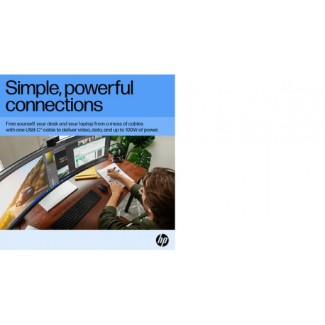 HP E45c G5 - E-Series - LED monitor - curved - 44.5" - 5120 x 1440 Dual Quad HD @ 165 Hz - VA - 400 cd / m² - 3000:1 - 3 ms - HDMI, DisplayPort, USB-C - speakers - black head, black and silver (stand) - 12