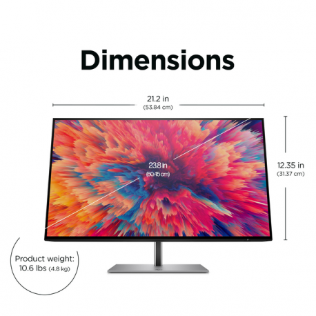 HP Z24q G3 - LED monitor - 23.8" - 2560 x 1440 QHD @ 90 Hz - IPS - 400 cd / m² - 1000:1 - HDR400 - 5 ms - HDMI, DisplayPort - 25