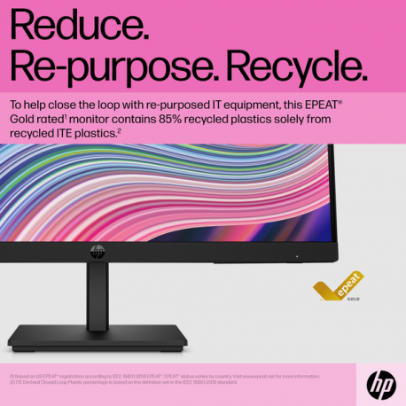 HP P22 G5 - P-Series - LED monitor - 21.5" - 1920 x 1080 Full HD (1080p) @ 75 Hz - IPS - 250 cd / m² - 1000:1 - 5 ms - HDMI, VGA, DisplayPort - black - 2