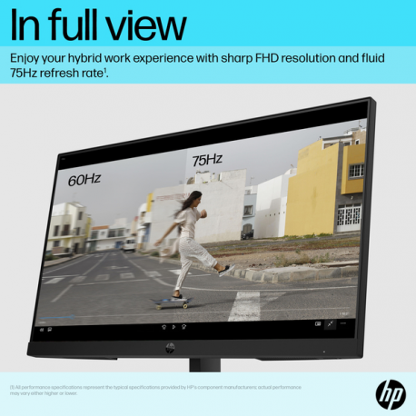 HP P24v G5 - P-Series - LED monitor - 23.8" - 1920 x 1080 Full HD (1080p) @ 75 Hz - VA - 250 cd / m² - 3000:1 - 5 ms - HDMI, VGA - black stand, black head - 2