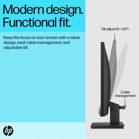 HP P24v G5 - P-Series - LED monitor - 23.8" - 1920 x 1080 Full HD (1080p) @ 75 Hz - VA - 250 cd / m² - 3000:1 - 5 ms - HDMI, VGA - black stand, black head - 7