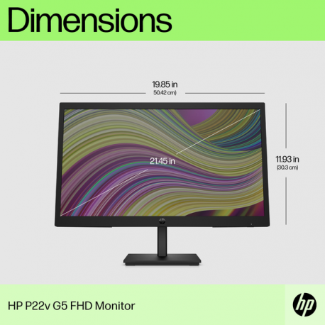 HP P22v G5 - P-Series - LED monitor - 21.45" - 1920 x 1080 Full HD (1080p) @ 75 Hz - VA - 200 cd / m² - 3000:1 - 5 ms - HDMI, VGA - black - 1