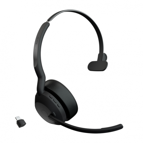 Jabra Evolve2 55 UC Mono - Headset - on-ear - Bluetooth - wireless - active noise cancelling - USB-C via Bluetooth adapter - black - Zoom Certified, Cisco Webex Certified, Tencent Meeting Certified, Alcatel-Lucent Certified, Avaya Certified, Unify Certified, MFi Certified, Google Meet Certified, Amazon Chime Certified - 0