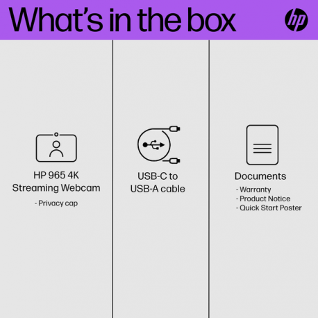HP 965 Streaming - Webcam - colour - 8 MP - 3840 x 2160 - audio - USB 3.0 - 25