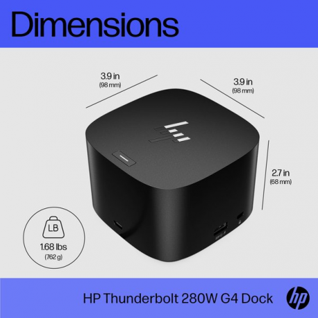 HP Thunderbolt Dock G4 - Docking station - USB-C  /  Thunderbolt 4 - HDMI, 2 x DP, Thunderbolt, USB-C - GigE, 2.5 GigE - 280 Watt - with combo cable - United Kingdom - 4