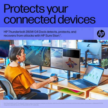 HP Thunderbolt Dock G4 - Docking station - USB-C  /  Thunderbolt 4 - HDMI, 2 x DP, Thunderbolt, USB-C - GigE, 2.5 GigE - 280 Watt - with combo cable - United Kingdom - 8